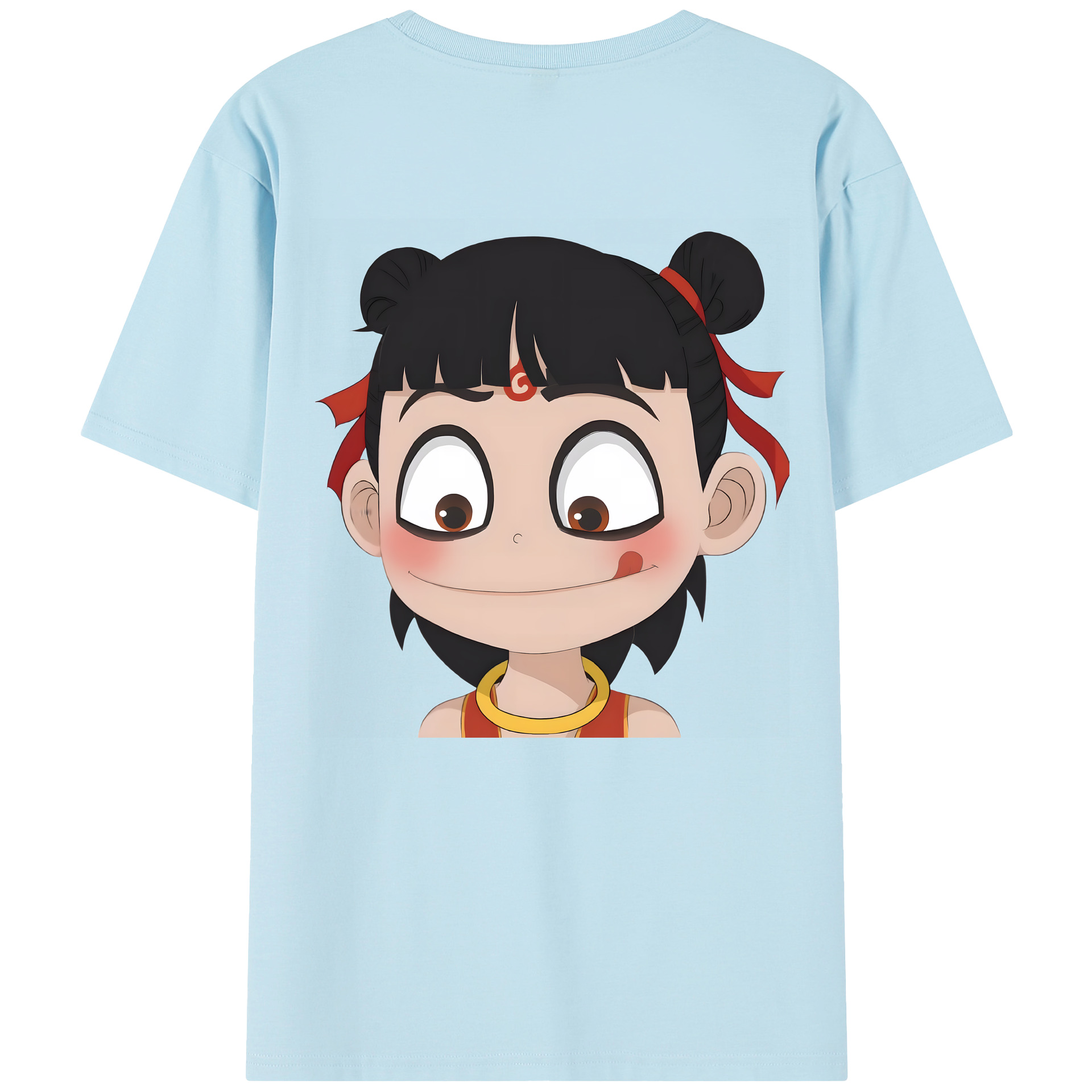 （画像用） Ne Zha 2 ナタ 魔童の大暴れ 綿100％半袖Tシャツ（背面プリント）